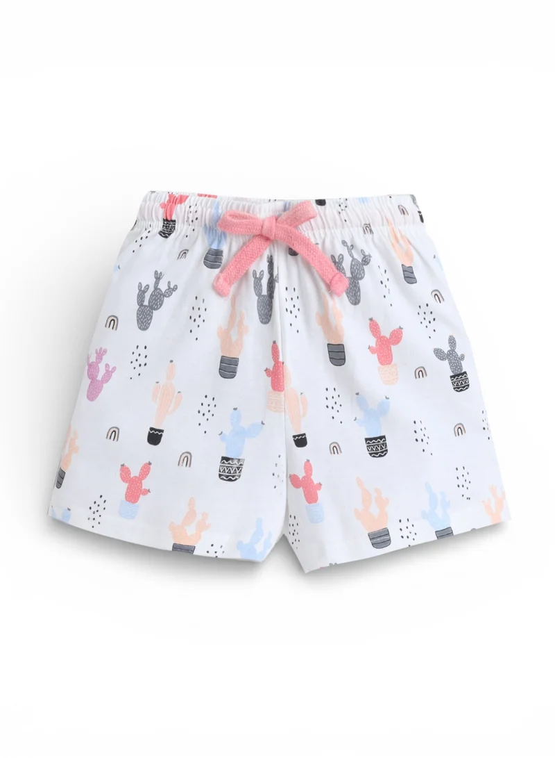Victor And Jane  Girls Cactus Print Cotton Pajama Set – T-Shirt & Shorts Nightwear for Women | Best Price UAE